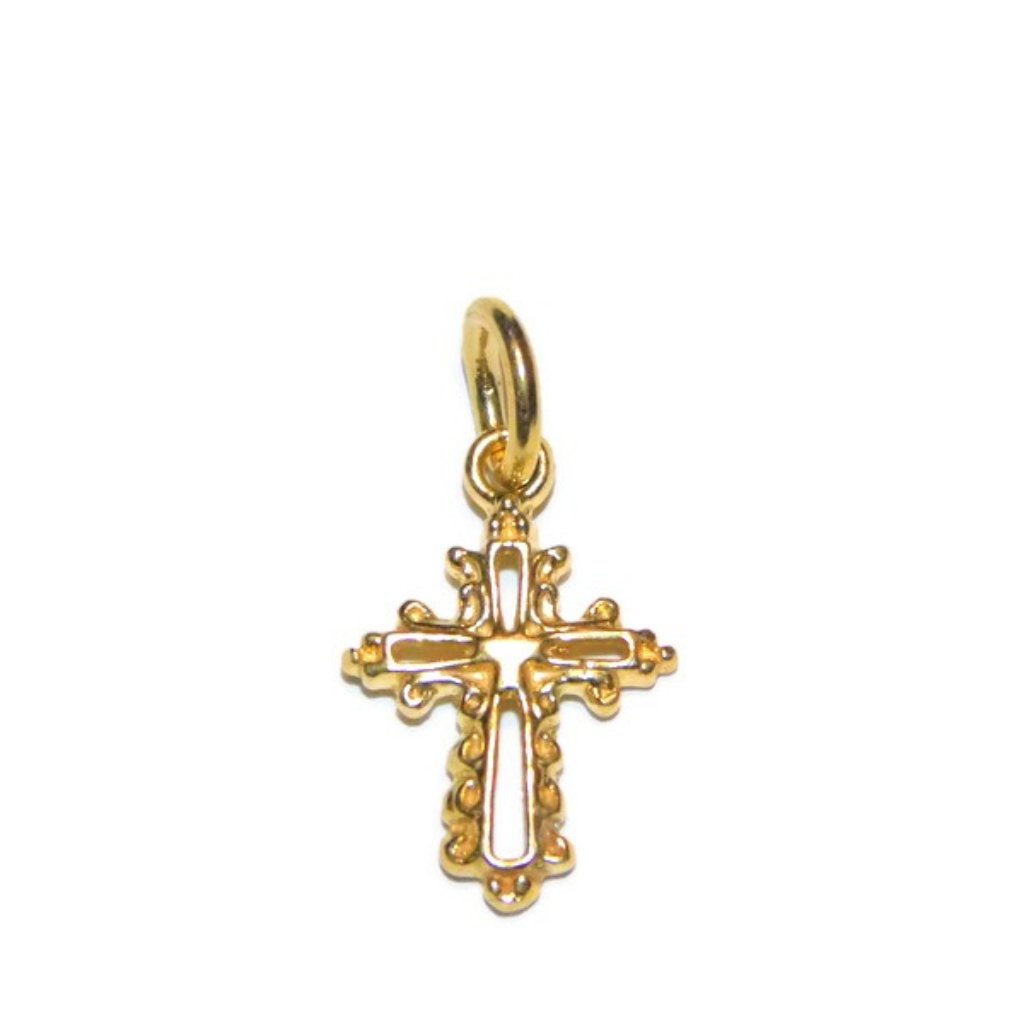 Beautiful Cross Charm Pendant 14k Yellow Gold
